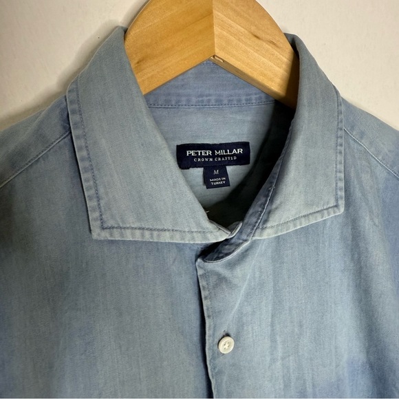 Peter Millar Chambray Indigo Shirt – Size Medium (NWT) - Picture 6 of 10